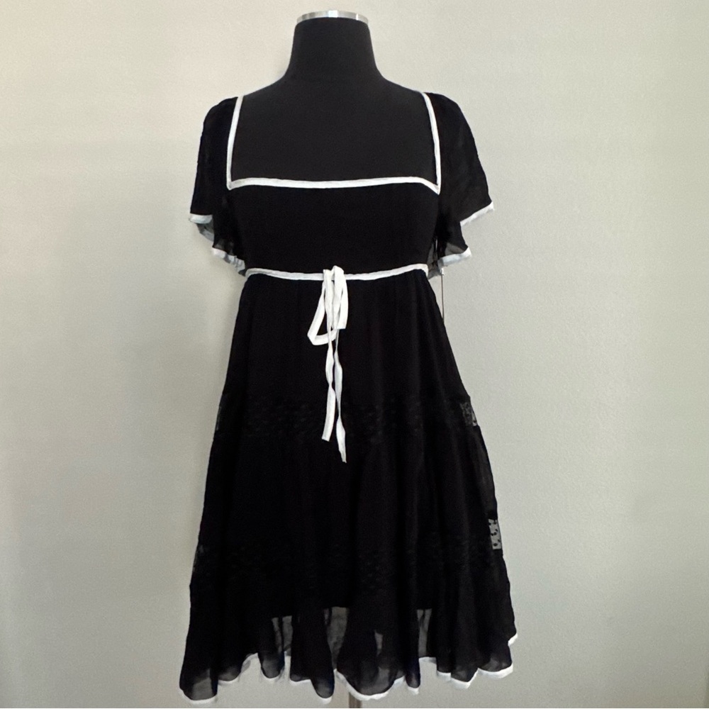 Anthropologie Maeve Bow Babydoll Flutter Sleeve Mini Dress Size XS - Picture 4 of 11